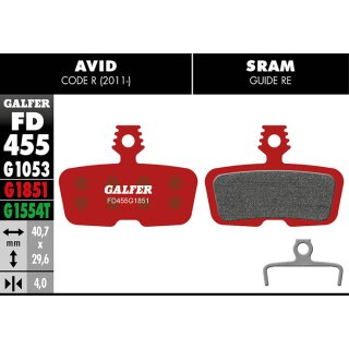 Galfer Bremsbelag Advanced für Avid Code R (2011-), Sram Code R, RSC, Guide RE, DB 8, G2 RE