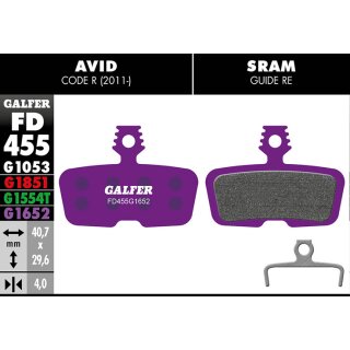 Galfer Bremsbelag E-Bikes für Avid Code R (2011-), Sram Code R, RSC, Guide RE, DB 8, G2 RE